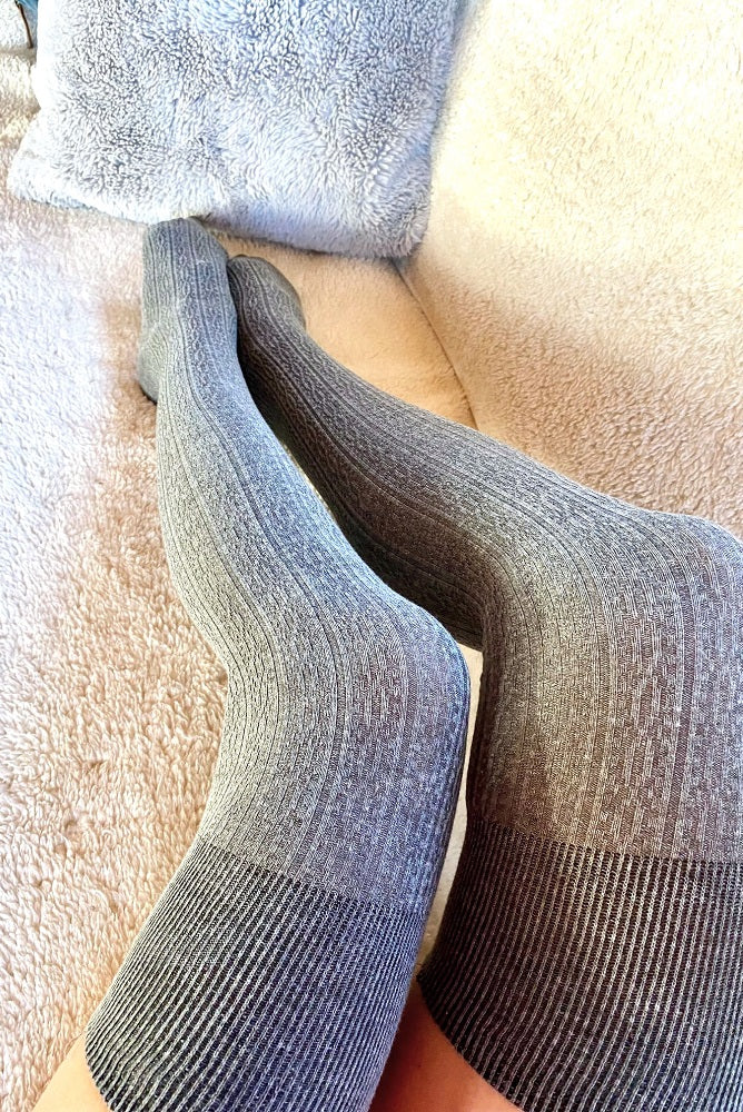 Overknee Socken Baumwolle - Grau | Überknie Strümpfe Kollektion