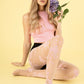 Ultradünne Damen Nylon Strumpfhose mit ausgefallene Blumenmuster Flower Power 8 DEN Nude