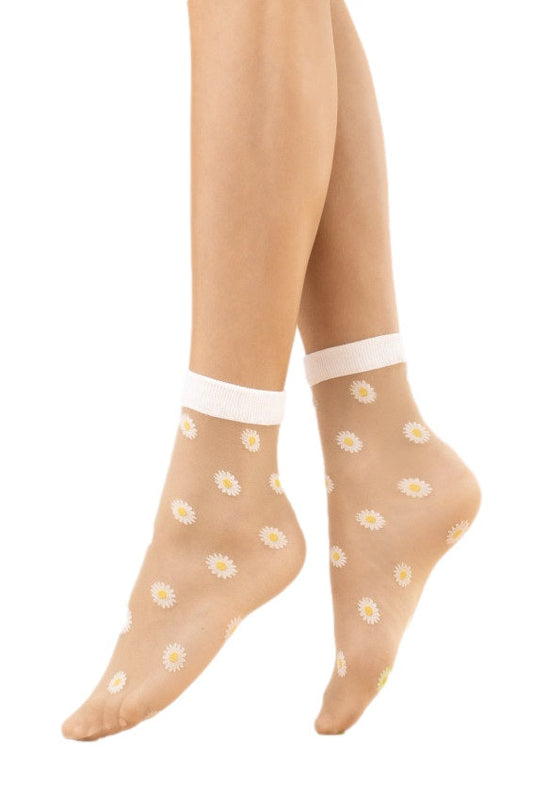 Cute Innocent Sheer Summer Socks Daisy Pattern