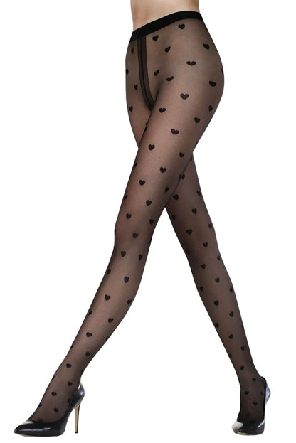 Collants classiques avec un grand motif coeur 20 DEN Gatta Funny 08 - noir