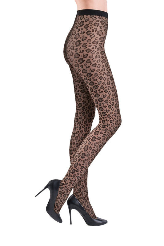 Leopardenmuster Damen Strumpfhosen Caty 20 DEN Schwarz Modetrend