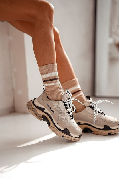 Balenciaga Sneackers Beige Cotton Socks Old School