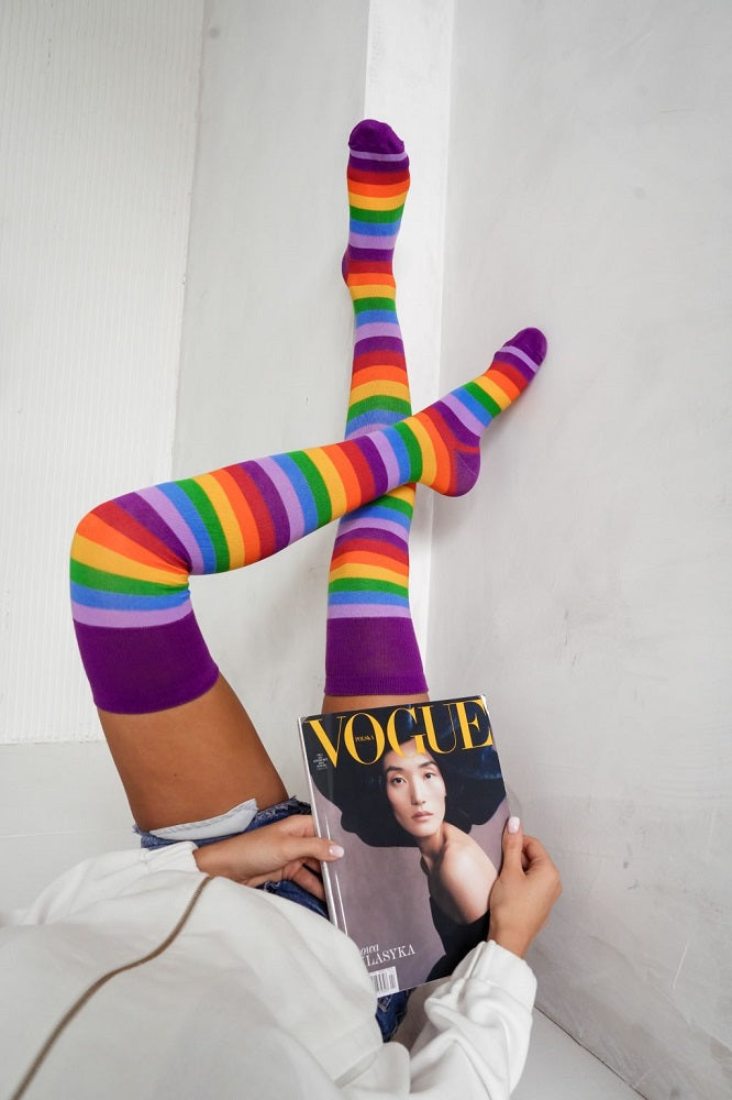 Colorful Over-The-Knee Socks Rainbow 2