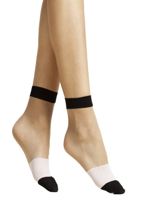 Chaussettes colorées pour femmes en bicolore blanc et noir 15 DEN