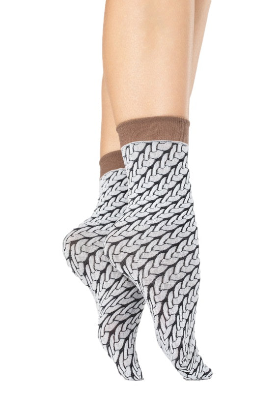 Chaussettes femme en microfibre douce motif tricot torsadé Cute Knit 40 DEN